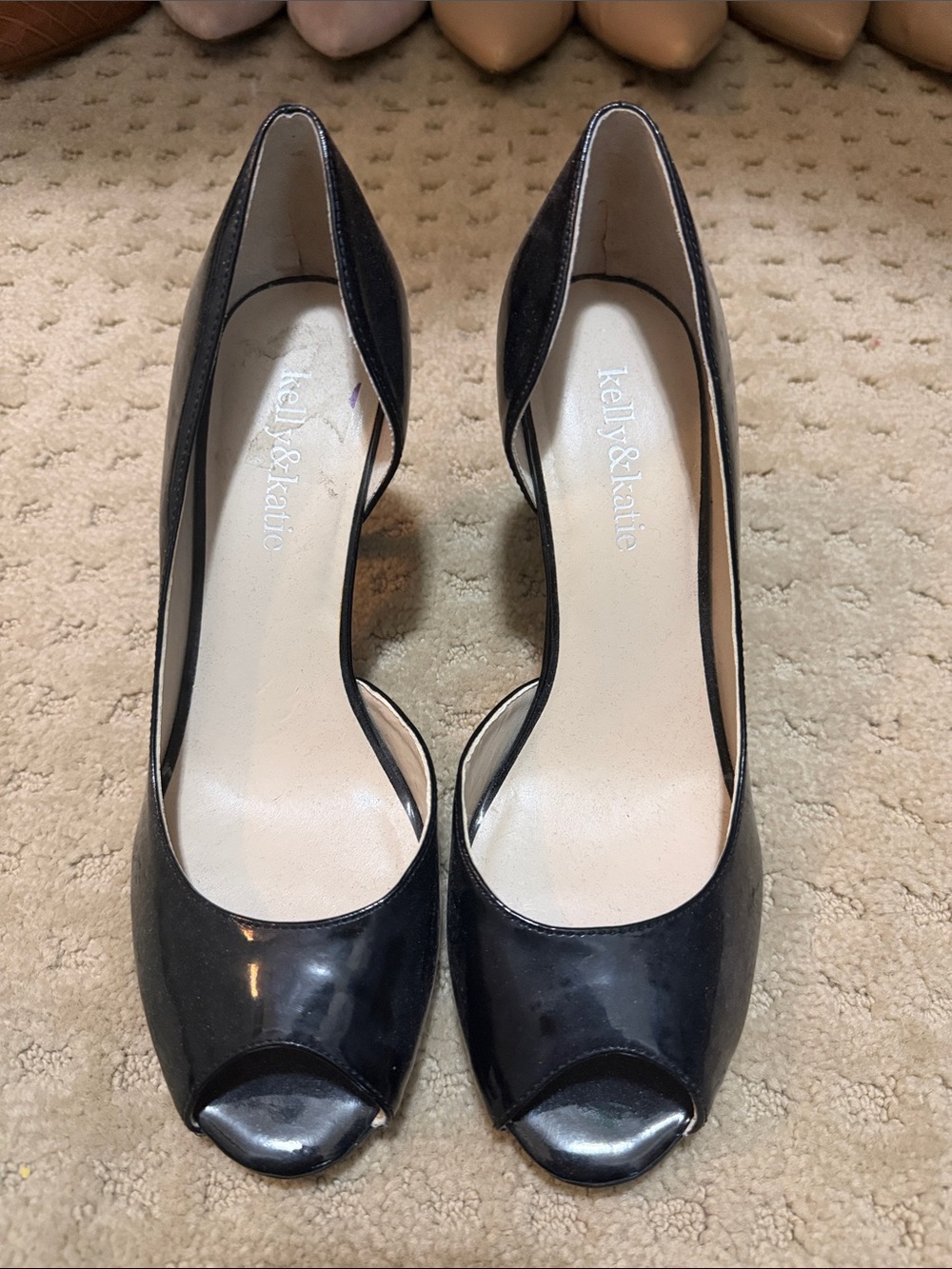 Kelly & Katie Black Patent Peep Toe Pumps